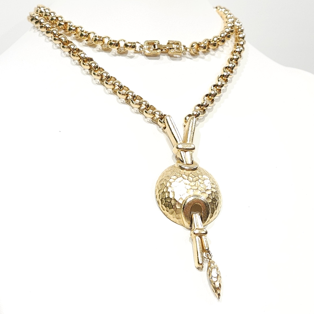 Vintage Givenchy Necklace Gold Pendant Chain Necklace